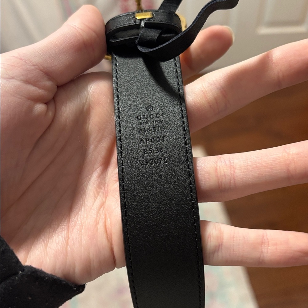 Gucci Black Belt with Gold GG Buckle - Picture 3 of 3